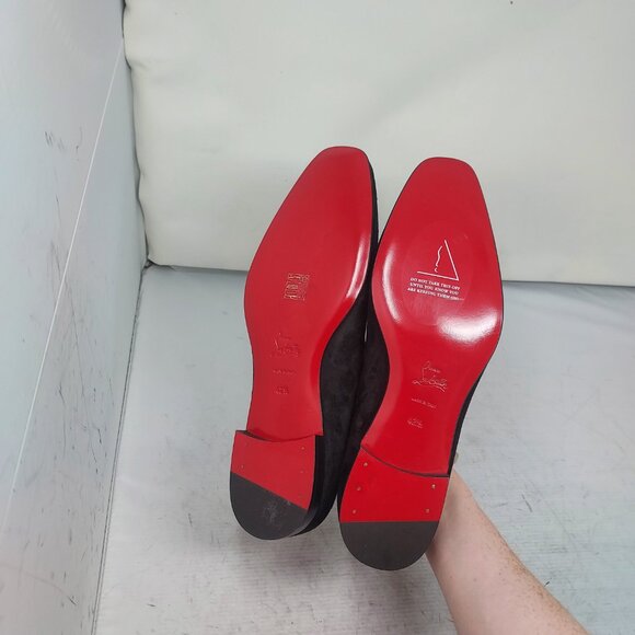 CHRISTIAN LOUBOUTIN Black Dandelion Strass Suede Logo Loafer - Picture 2 of 12